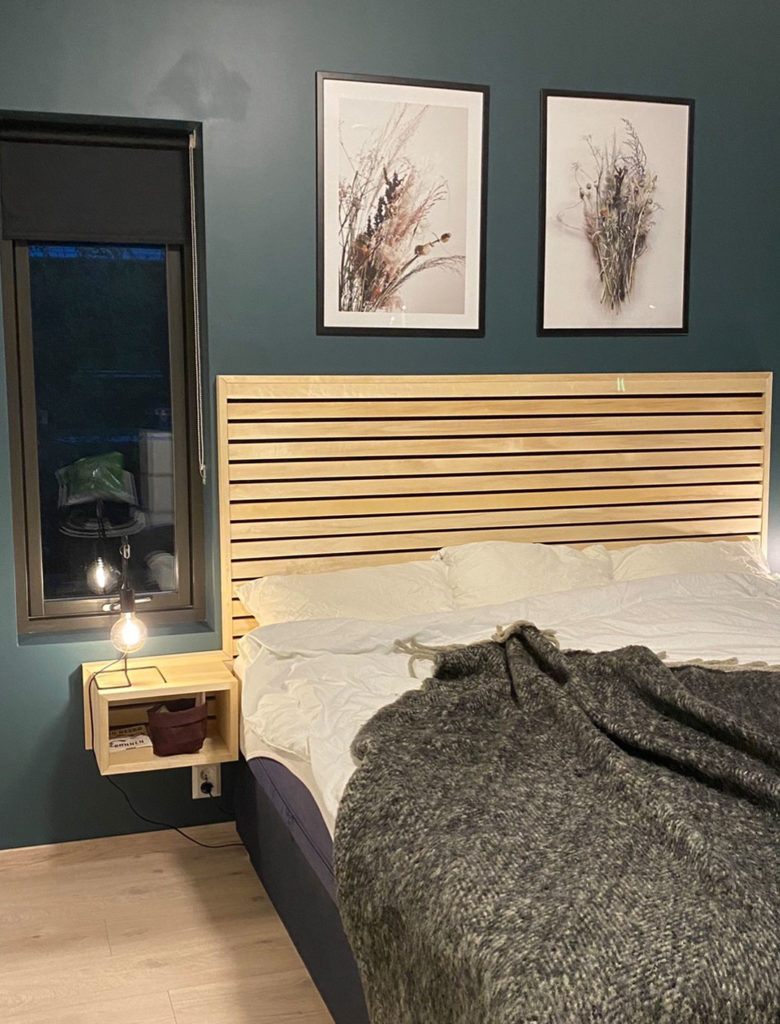 Hjemmelaget sengegavl med spiler finalist nummer 9 småbyggprisen 2021