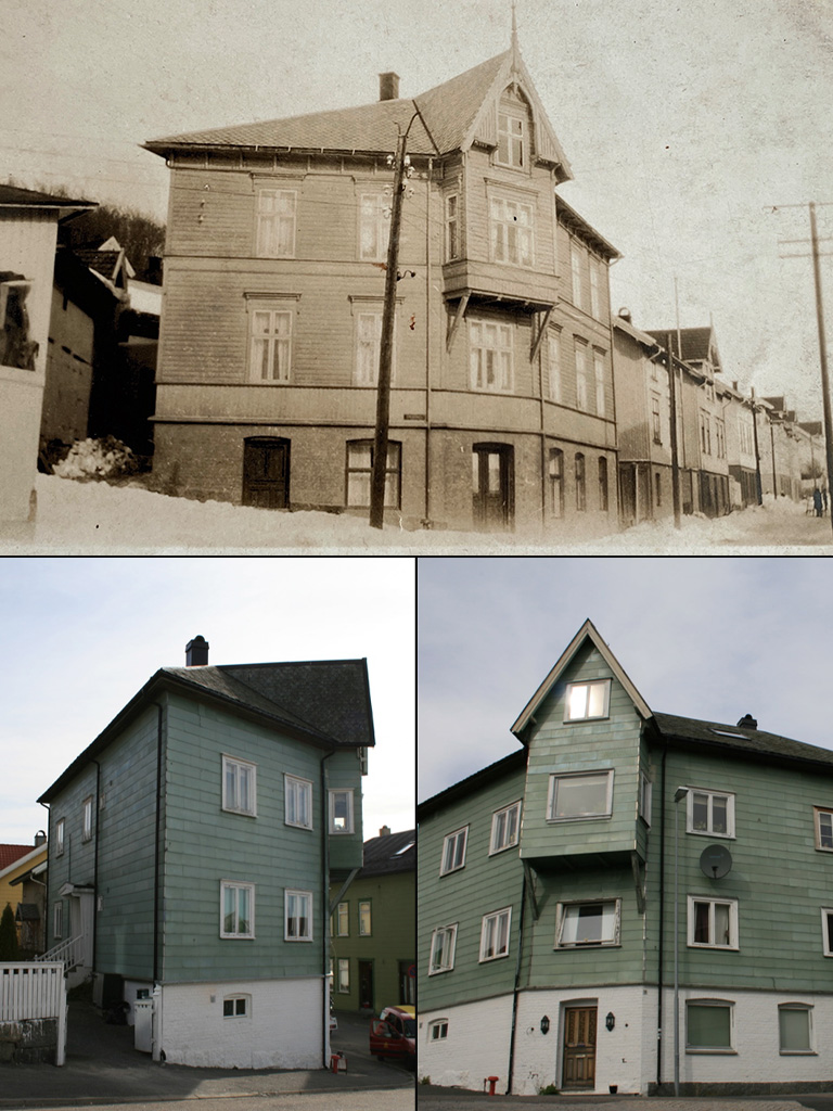 Sammensetning av gamle bilder av sveitserhuset